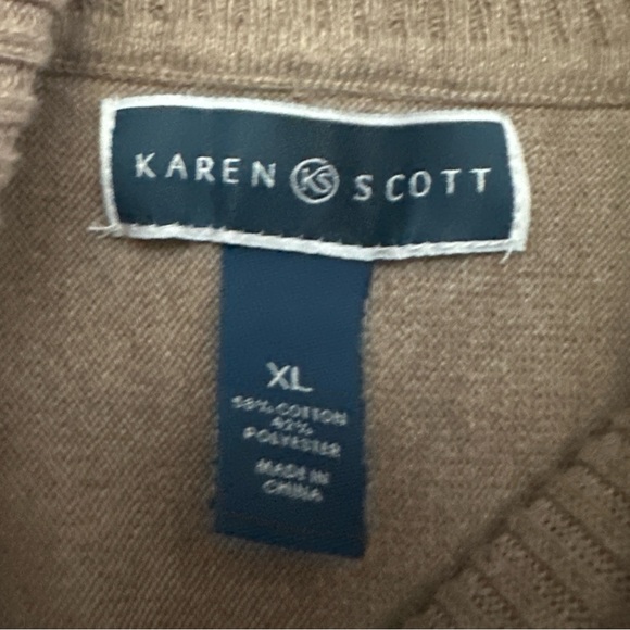 Karen Scott Taupe Cowl Neck Short Sleeve Sweater - Picture 2 of 3